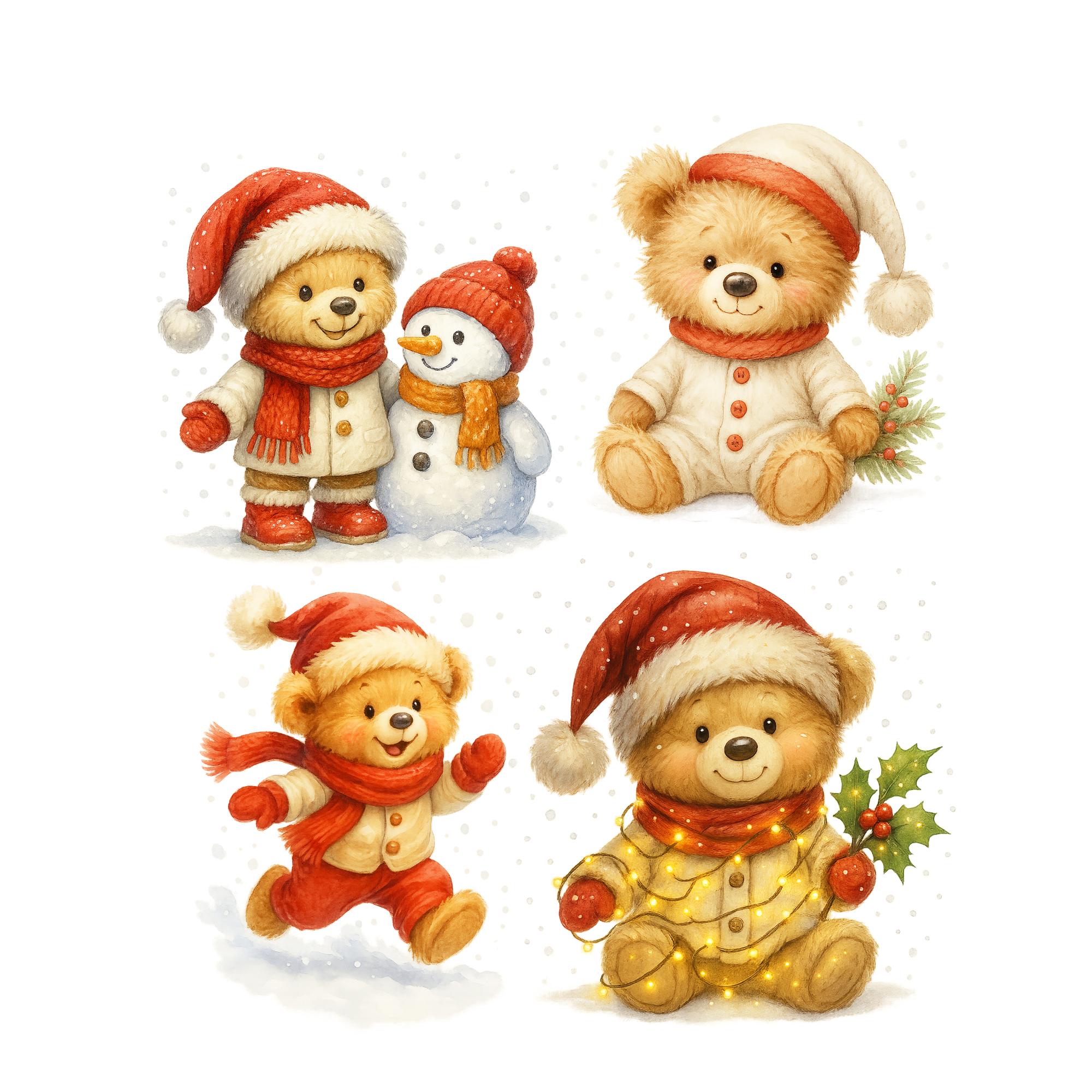 Imágenes prediseñadas de ositos de peluche navideños, gráficos festivos ...