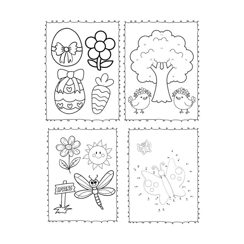 Libro para colorear de primavera para niños, libro de actividades de primavera imprimible, páginas para colorear de animales y flores, descarga digital - PDF PNG imagen 5