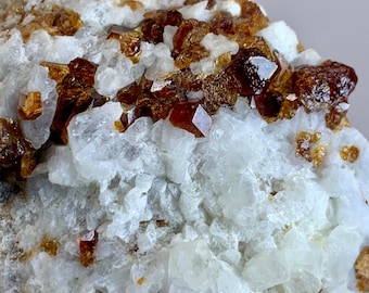 260 g Natural Spessartine Garnet on Matrix Vibrant Orange Garnet Crystal Specimen