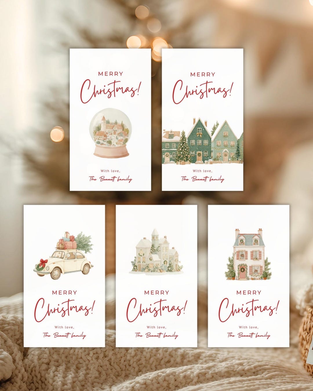 Editable Watercolor Christmas Gift Tag 5 Set Personalized Printable ...