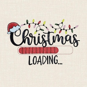 Christmas Loading Machine Embroidery Design | Funny Holiday Lights Santa Hat | Merry Christmas Sewing File | Digital Download