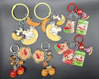 Cute Fruit Keychain – Banana, Cherry, or Watermelon with Adorable Charms