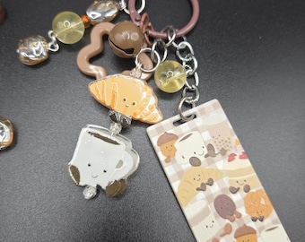Entzückender Café Food Schlüsselanhänger | Kawaii Dessert & Snacks Anhänger für Taschen, Schlüssel Geschenke