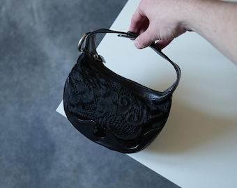 2000s Versace Mini Pony Hair Leather HandBag VINTAGE