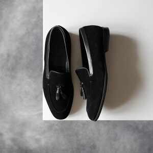 Alexander McQueen Tassel Suede Black Loafers Men US8 image 2