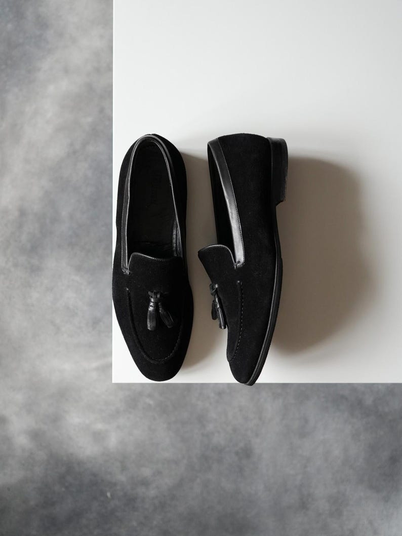 Alexander McQueen Tassel Suede Black Loafers Men US8 image 2