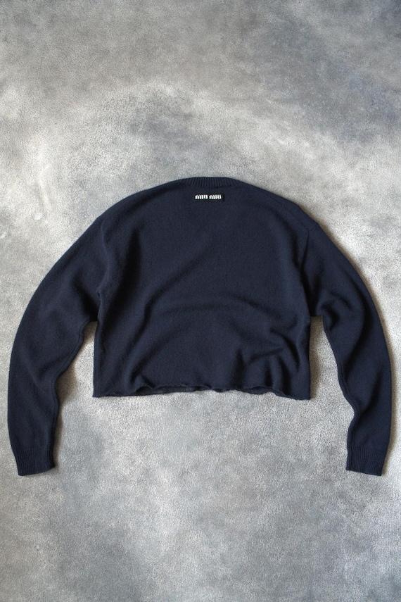SS22 Miu Miu Runway Cropped Sweater Embroidered L… - image 9