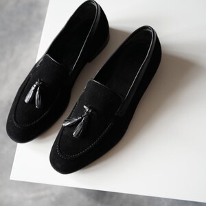 Alexander McQueen Tassel Suede Black Loafers Men US8 image 3