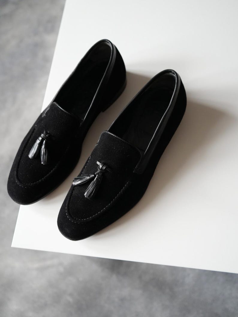 Alexander McQueen Tassel Suede Black Loafers Men US8 image 3