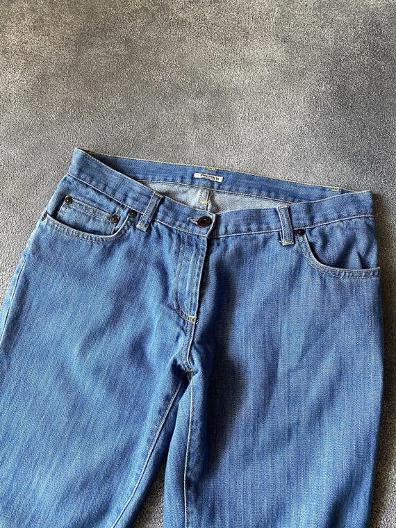 FW2001 Miu Miu Flare Raw Hem Broken Twill Denim P… - image 6