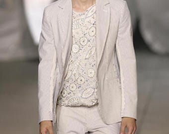 S/S 2006 Alexander McQueen RUNWAY Deconstructed Striped Suit VINTAGE MEN