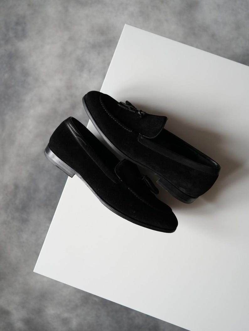 Alexander McQueen Tassel Suede Black Loafers Men US8 image 8
