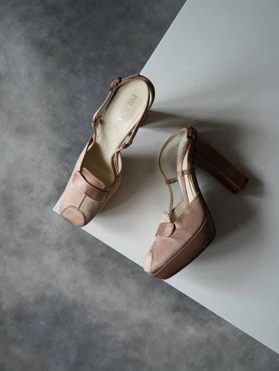 FW 2003 Prada Runway Satin Platform SlingBack  He… - image 1