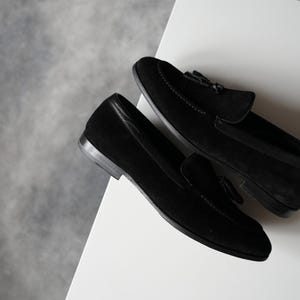 Alexander McQueen Tassel Suede Black Loafers Men US8 image 9