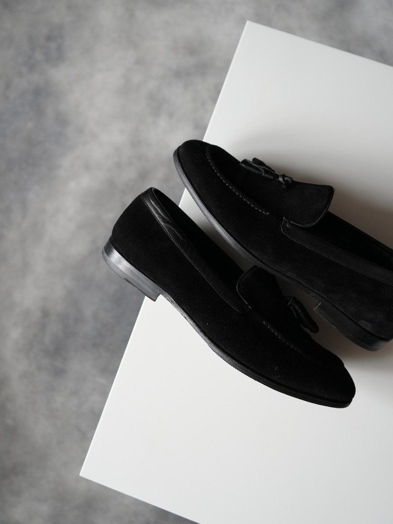 Alexander McQueen Tassel Suede Black Loafers Men US8 image 9