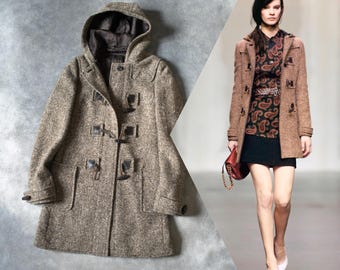 F/W 2005 Miu Miu RUNWAY Hooded Duffle Wool Coat W/ Toggle Closure VINTAGE Women