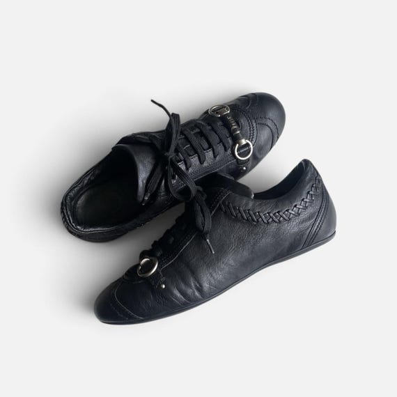 2000s Dior By John Galliano Leather Low Sneakers W/ Metal Logo VINTAGE