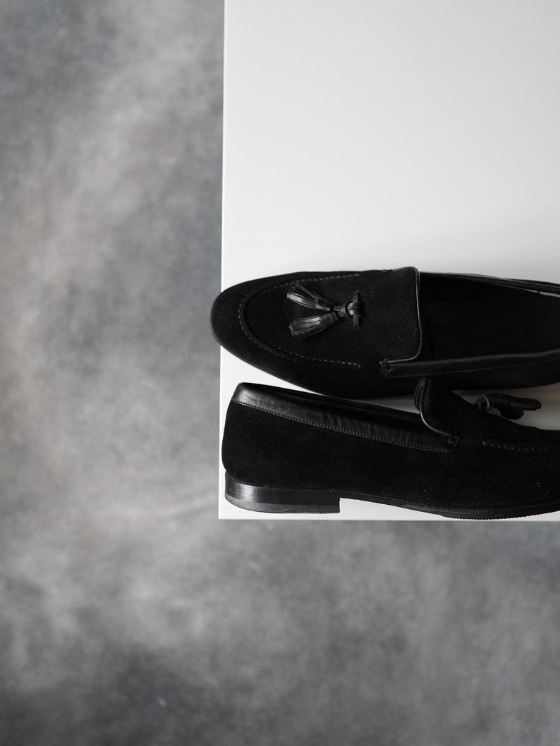 Alexander McQueen Tassel Suede Black Loafers Men US8 image 7