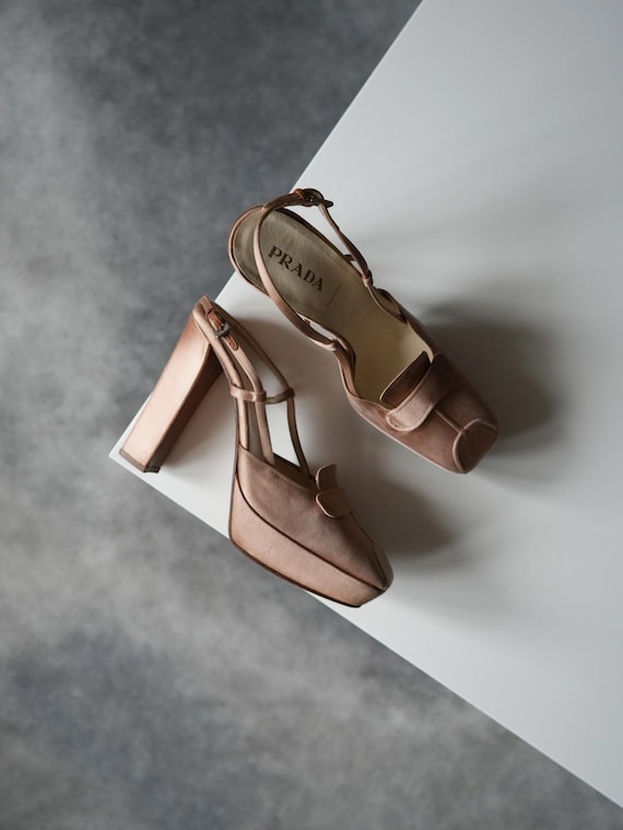 FW 2003 Prada Runway Satin Platform SlingBack  He… - image 4