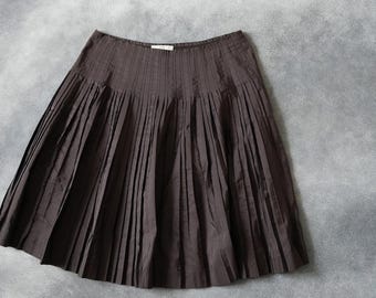 2000s Prada Silk Pleated Knee Length Skirt VINTAGE
