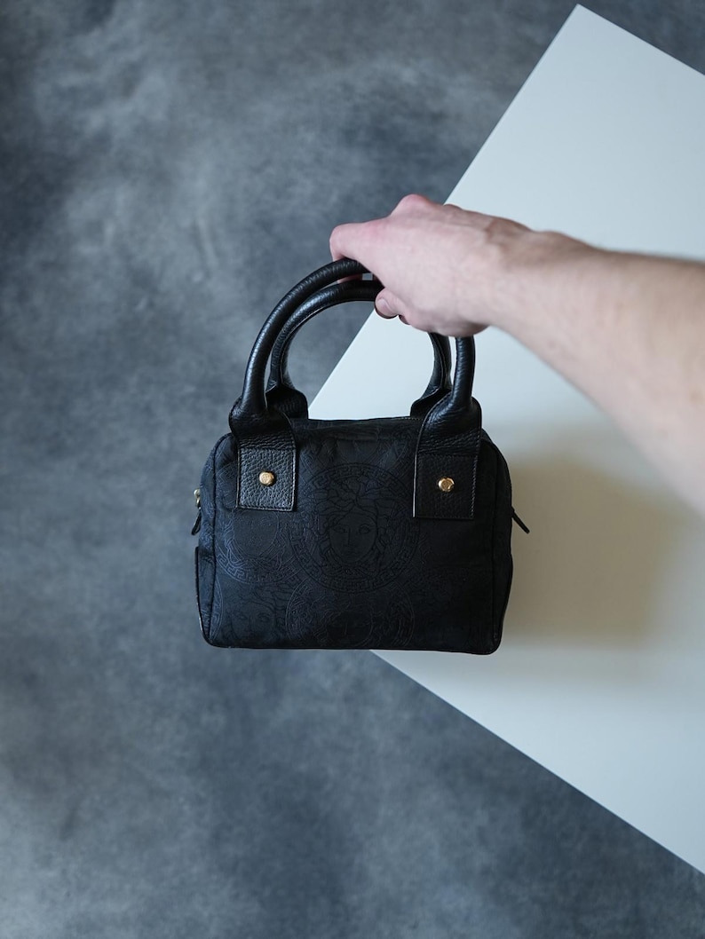 1990's Gianni Versace Mini Monogram Medusa HandBag VINTAGE image 7