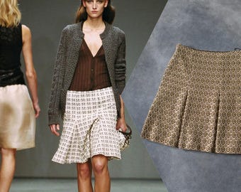 S/S 2002 Prada RUNWAY Brocade Lamé Pleat Gold Skirt VINTAGE