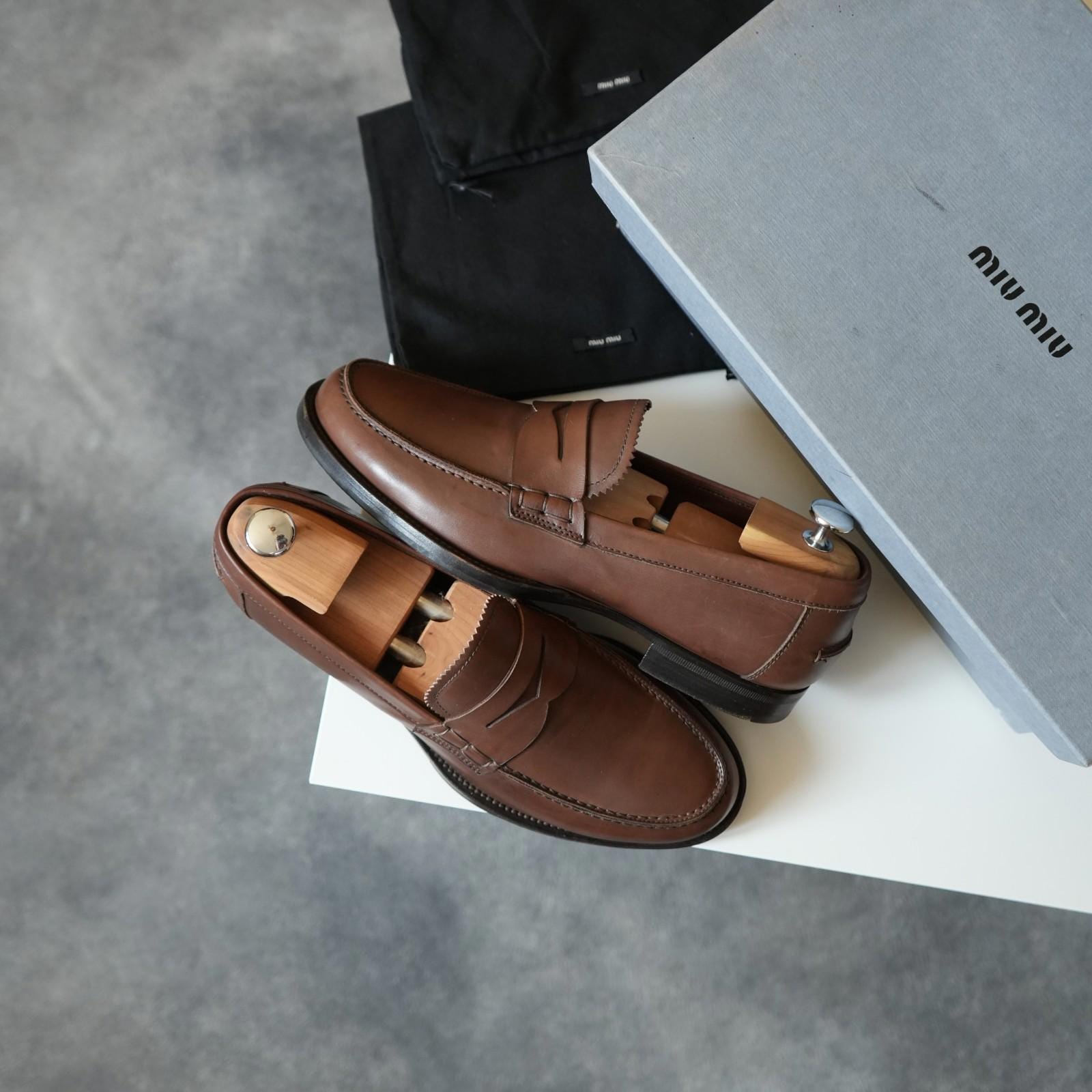 2000s Miu Miu MEN Penny Loafers Old Calf Leather VINTAGE