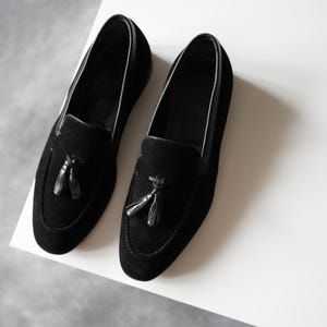 Alexander McQueen Tassel Suede Black Loafers Men US8 image 5