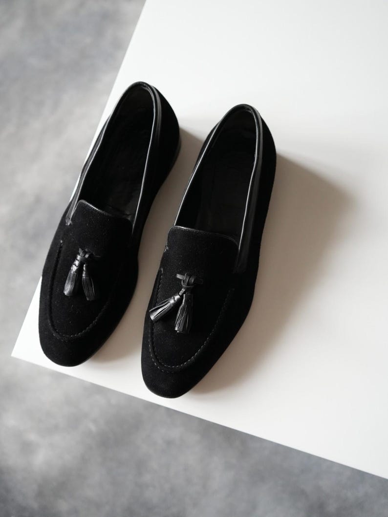 Alexander McQueen Tassel Suede Black Loafers Men US8 image 5