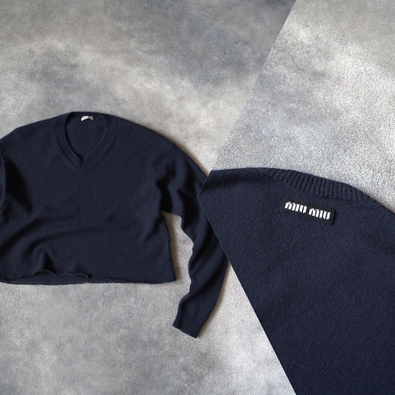 SS22 Miu Miu Runway Cropped Sweater Embroidered L… - image 1