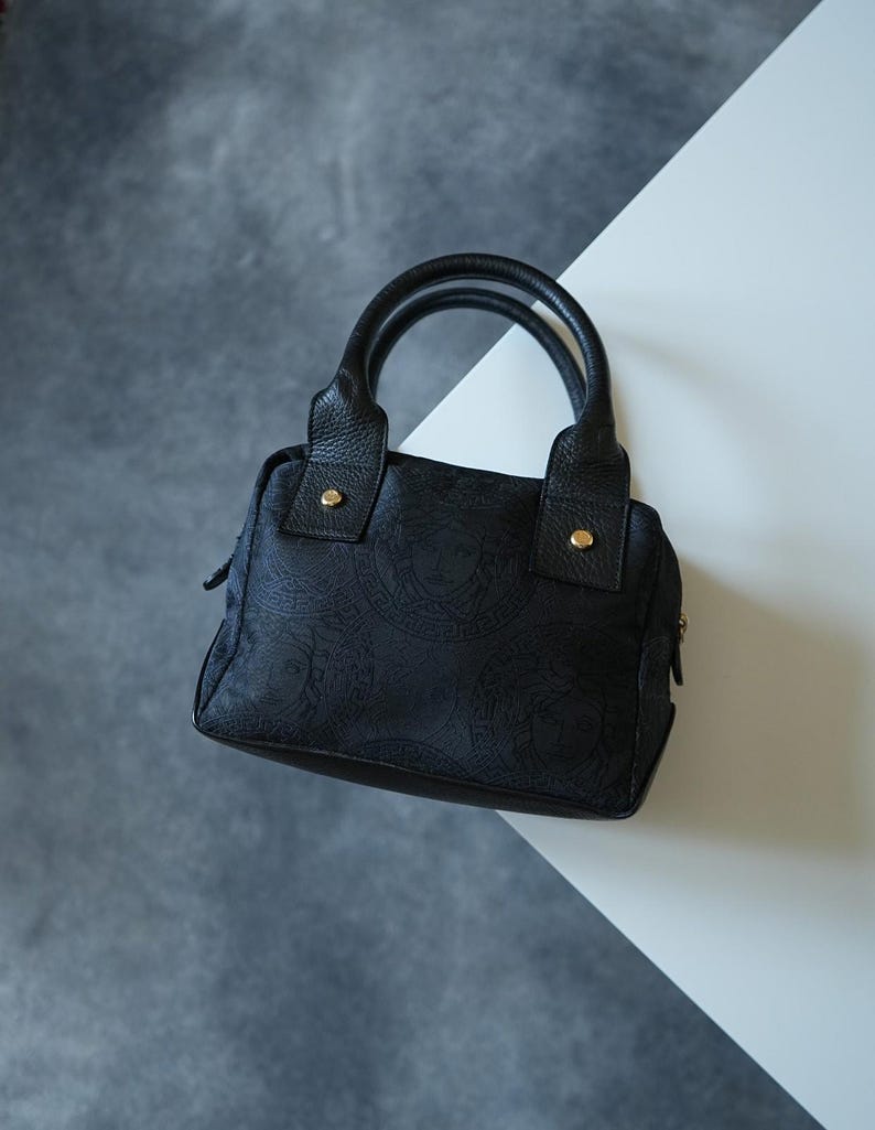 1990's Gianni Versace Mini Monogram Medusa HandBag VINTAGE image 3