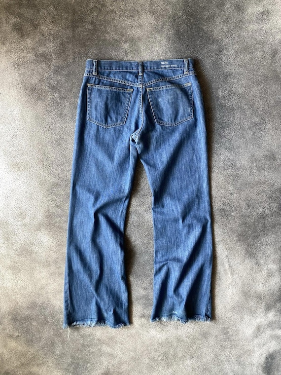 FW2001 Miu Miu Flare Raw Hem Broken Twill Denim P… - image 7