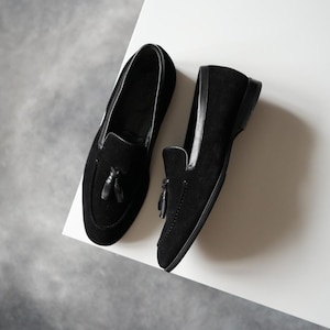 Alexander McQueen Tassel Suede Black Loafers Men US8 image 1