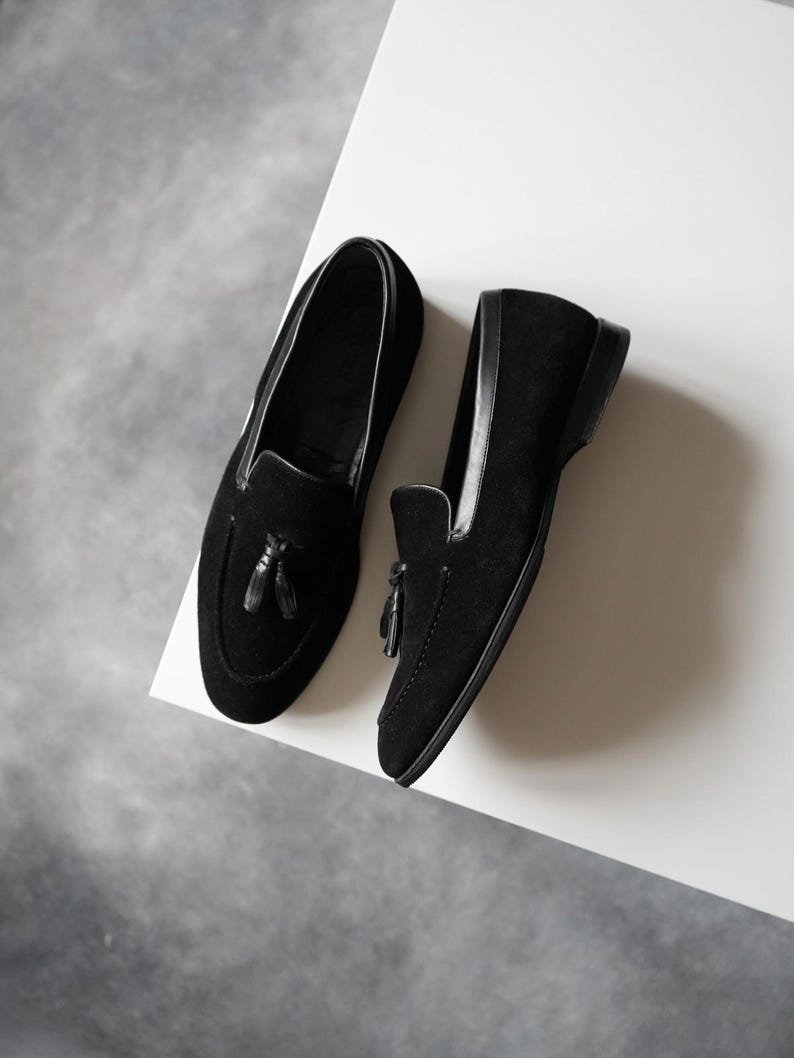 Alexander McQueen Tassel Suede Black Loafers Men US8 image 1