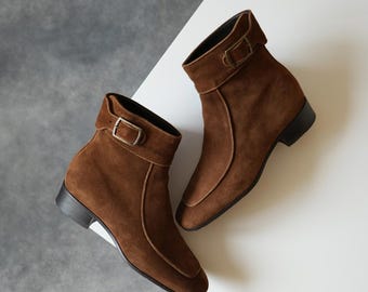 Saint Laurent Ancle Suede Buckle Boots WOMEN US6.5