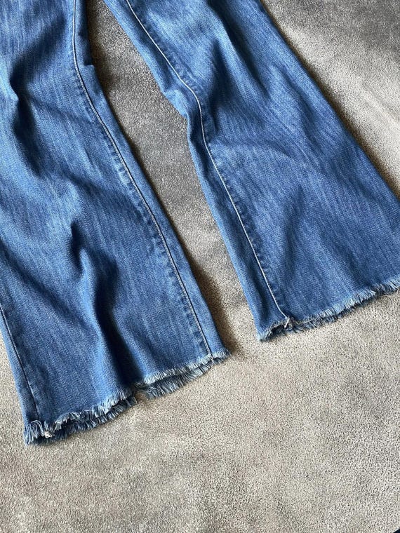 FW2001 Miu Miu Flare Raw Hem Broken Twill Denim P… - image 5