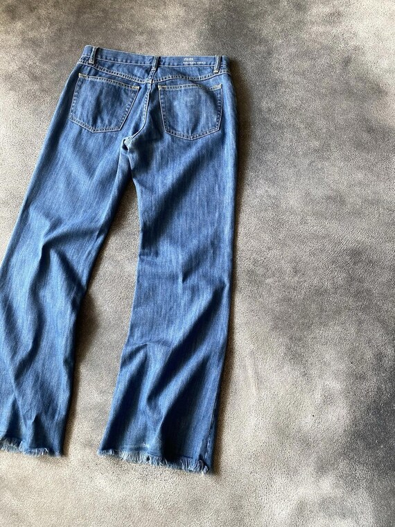 FW2001 Miu Miu Flare Raw Hem Broken Twill Denim P… - image 8