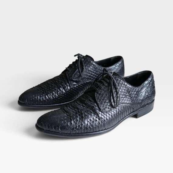 Dolce & Gabbana, Dolce & Gabbana Phyton Embossed SnakeSkin Leather Derby Dress Shoes MEN