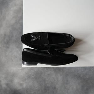 Alexander McQueen Tassel Suede Black Loafers Men US8 image 6