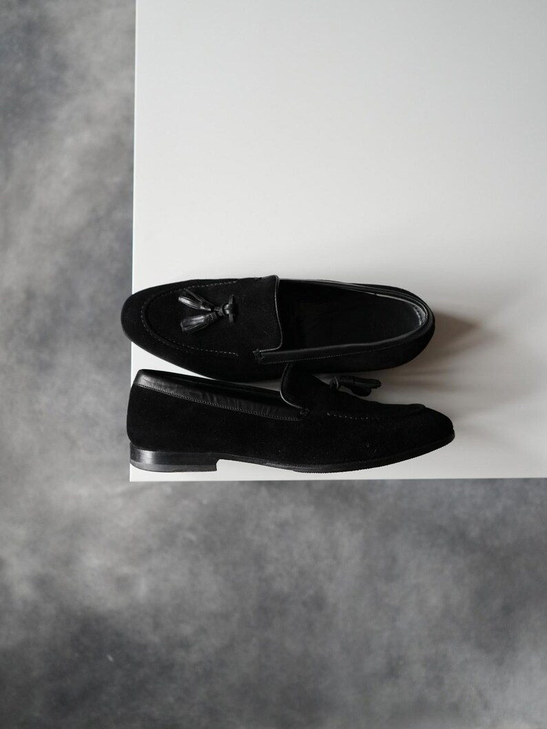 Alexander McQueen Tassel Suede Black Loafers Men US8 image 6