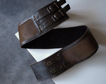 F/W 2001 Miu Miu Calf Fur Corset Double Buckle Сhapped Skin Leather Belt Vintage