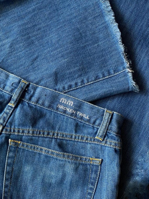 FW2001 Miu Miu Flare Raw Hem Broken Twill Denim P… - image 1