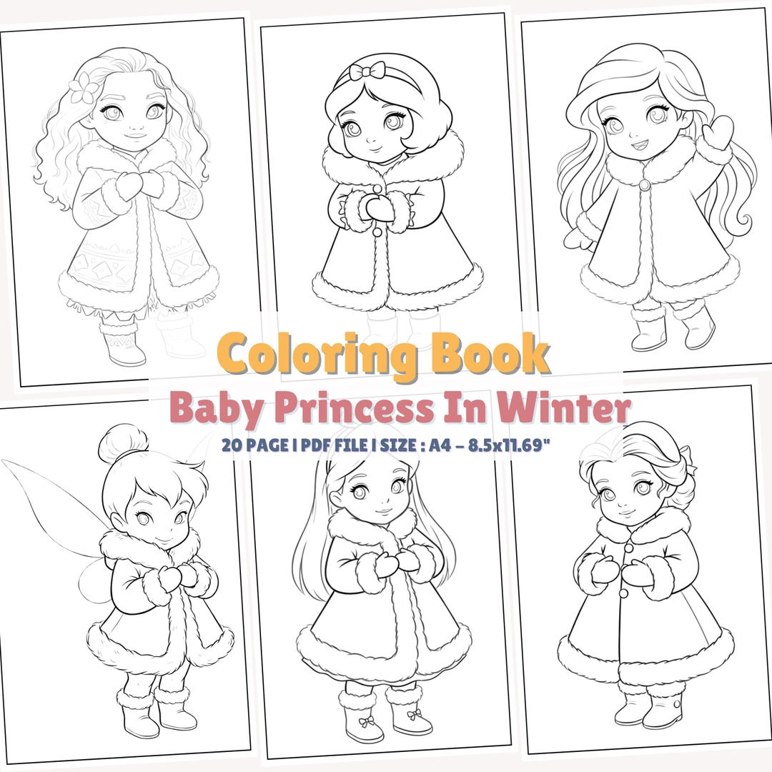 Coloring Book Baby Princess in Winter 20 Page | PDF File (digital ...