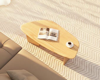 Handmade Solid Oak Coffee Table: Japandi Scandinavian Design