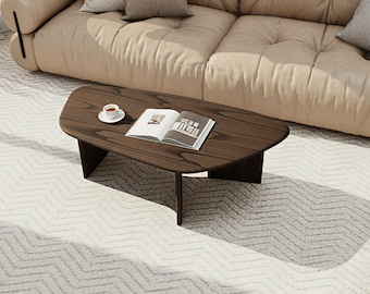 Handmade Solid Oak Coffee Table: Dark Oak Japandi Scandinavian Style