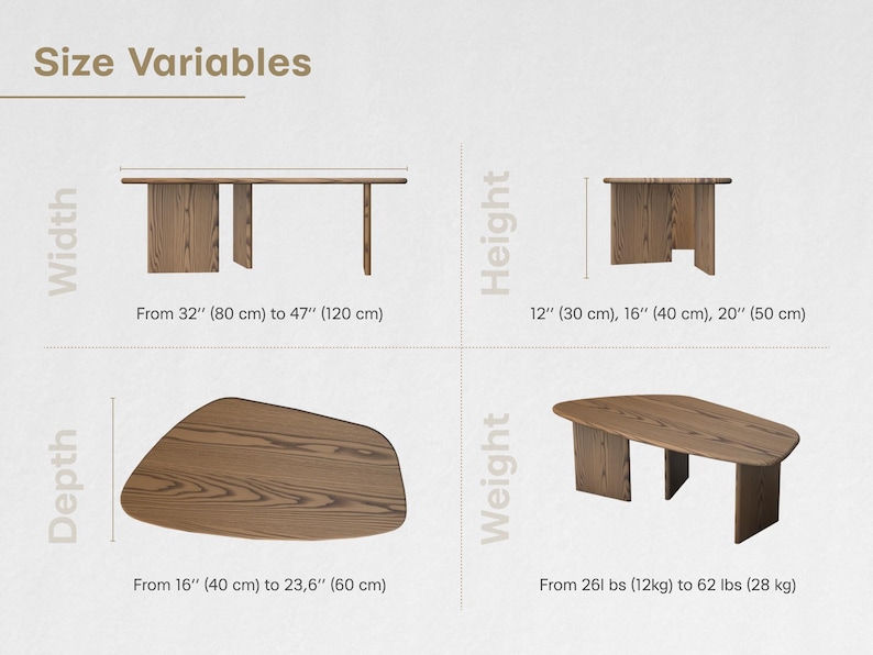 Handmade Asymmetric Oak Coffee Table: Japandi Scandinavian Style image 8