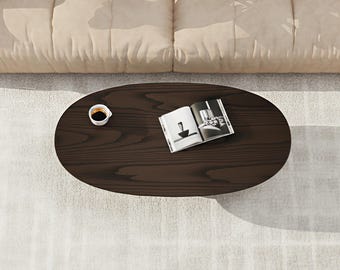 Solid Oak Oval Coffee Table LUNA – Schwarz
