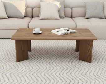 Handmade Solid Oak Coffee Table: Minimalist Natural Wood Living Room Furniture