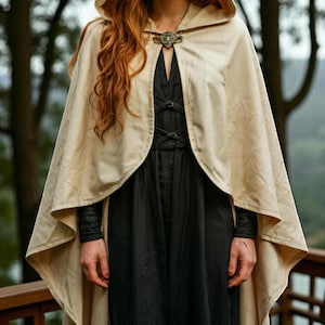 Medieval Hooded Cape | Adult Halloween Short Cloak with Hood Fantasy | Witch Cloak Halloween Gothic Knight | Halloween Costume Gift for Her