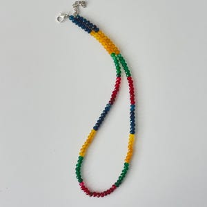 Multicolor Jade Bead Necklace, Faceted Gemstone Necklace, Colorful Jade Jewelry, Unique Gift for Her